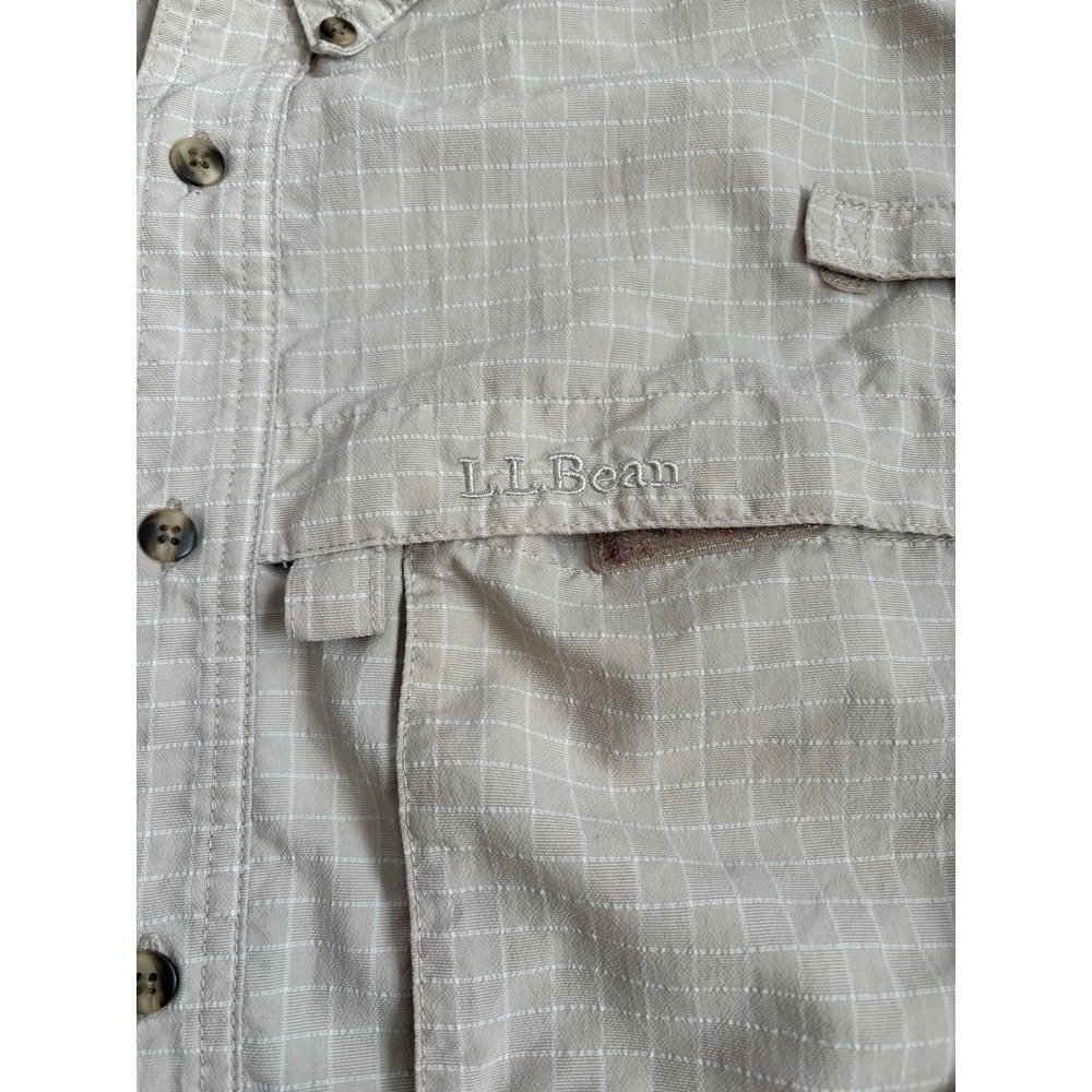 LL Bean Shirt Mens XL Beige Tan Vented Lightweight Fishing Outdoor Button Up PFG - Picture 3 of 6